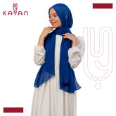 Chiffon Plain Scarf - Blue